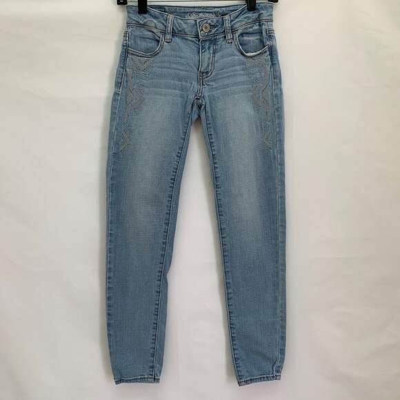American Eagle Girl's Pants Jeans 00 Regular Blue Super Stretch Jegging - Picture 1 of 7